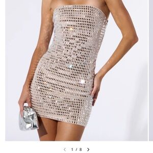 AKIRA Metallic Strapless Dress